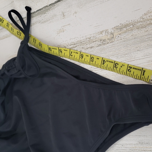 Black high cut adjustable ruched sides, removable cups swim suit Size Large NWOT - Picture 6 of 11